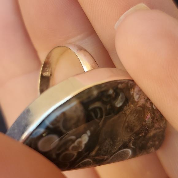 New Turritella Agate Fossil 925 Silver Ring. - Picture 10 of 12